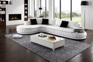 Concrete French Style Cozy Leather Sectional Sofa Set / Lixra