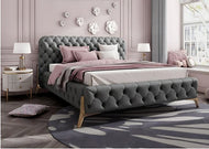 Concrete Superfluous Tufted Designed Leather Bed / Lixra