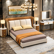 Contemporary Classic Luxurious Upholstered Leather Bed / Lixra