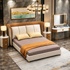 Contemporary Classic Luxurious Upholstered Leather Bed / Lixra