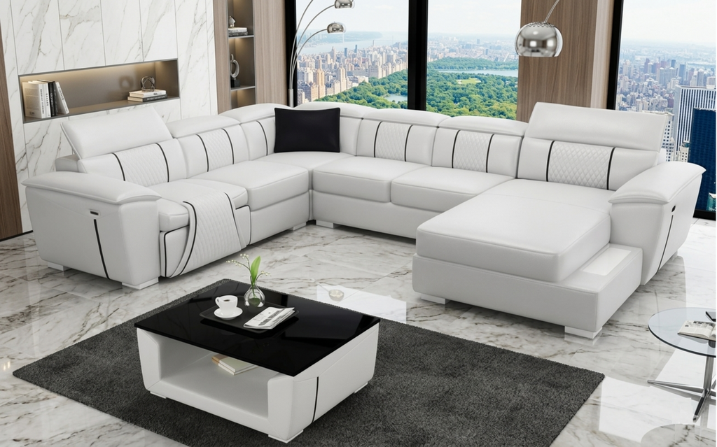 Contemporary Design Electric Leather Reclining Sofa / Lixra