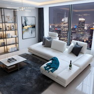 Contemporary Modernistic Look L-Shaped Leather Sectional Sofa Set / Lixra
