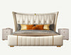 Contemporary Spacious Gold Plated Leather Bed / Lixra
