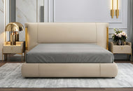 Creamy White Gold Plated Leather Bed / Lixra