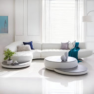 White Curved Genuine Leather Sectional Sofa / Lixra