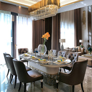 Palatial Marble Ellipse Dining Table Set / Lixra