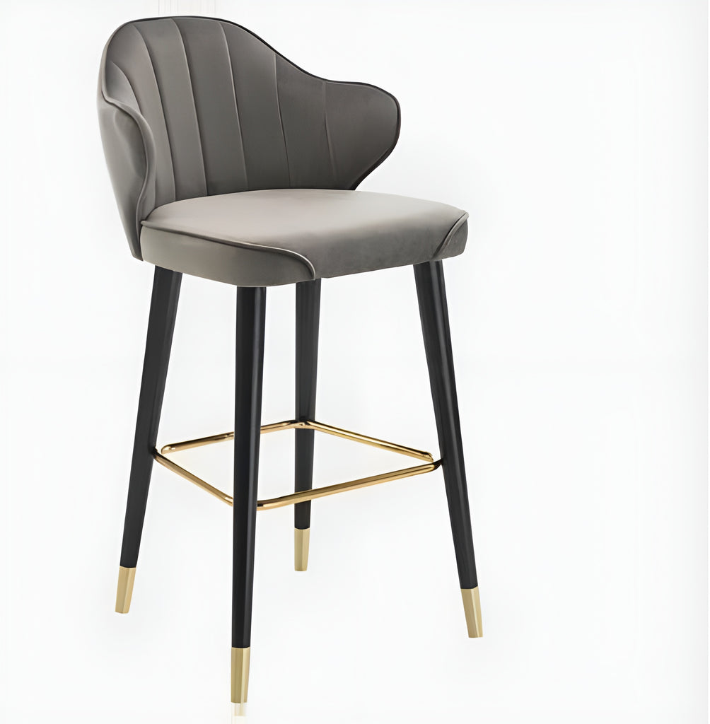 Set Of 3 Stylish Velvet Upholstered Bar Stool / Lixra
