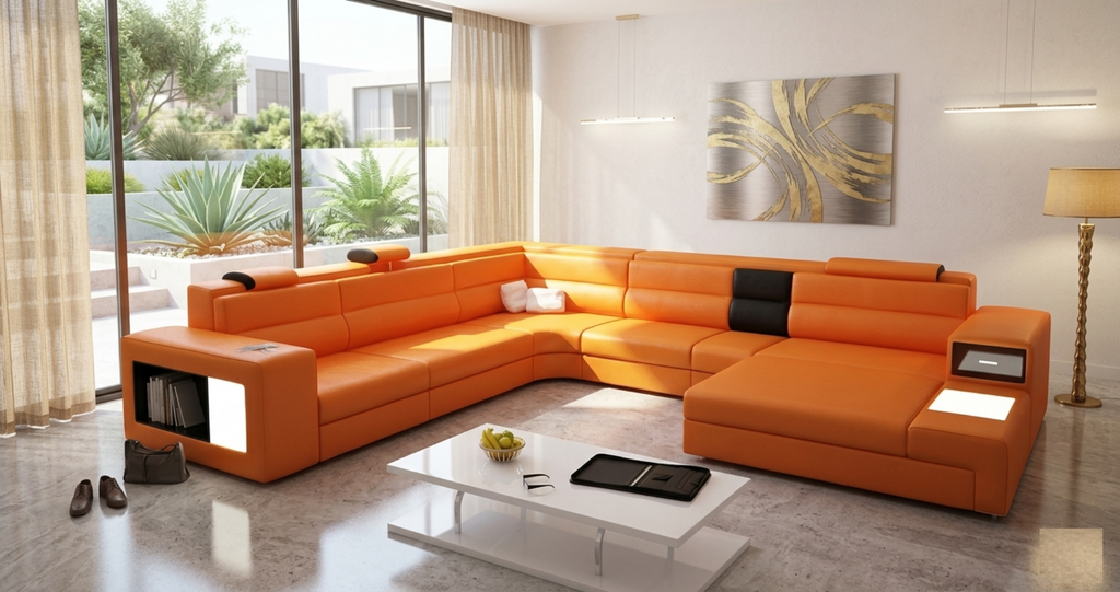 Endearing Design LED Leather Sectional Sofa Set / Lixra