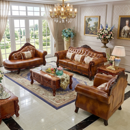 European Liville Wooden Leather Sofa Set / Lixra