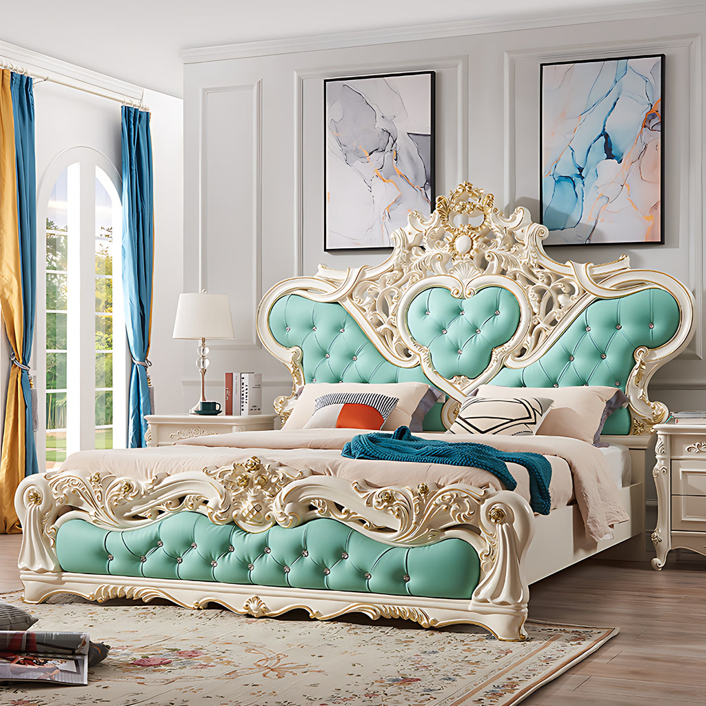 European Style Royal Wooden Leather Bed / Lixra