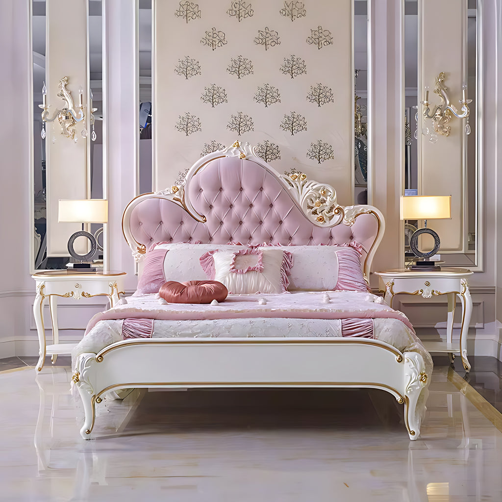 European Wooden Crafted Fabric Bed / Lixra