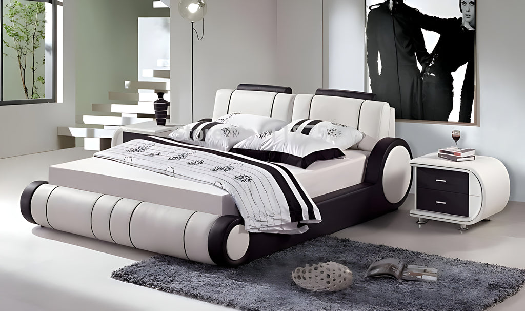 Exclusive Designed Stylish White Leather Bed / Lixra