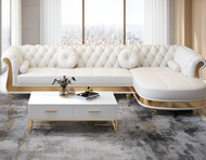 Exemplary Leather Upholstered Button Tufted Sectional Sofa / Lixra