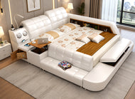 Exquisite Modern Leather Bed with Sofa Section / Lixra