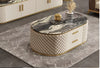 Leather Finish Marble Top Coffee Table / Lixra