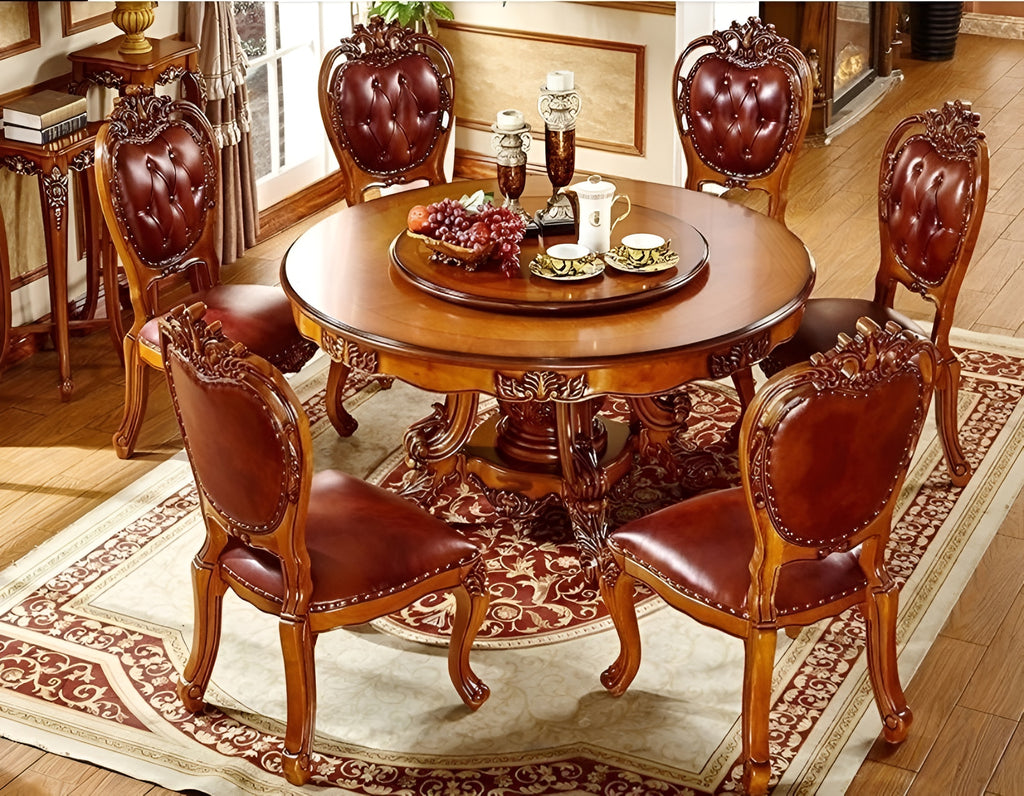 Handcrafted European Solid Wood Dining Table Set / Lixra