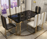 Italian Marble Rectangular Dining Table Set