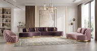 Fabric Button-Tufted Curved Sofa Set / Lixra