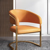 Set Of 6 Golden Finish Leather Dining Chairs / Lixra