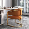 Set Of 6 Golden Finish Leather Dining Chairs / Lixra