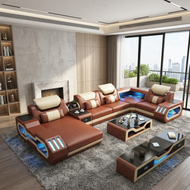 Fine Embellish Comfort Leather Sectional LED Sofa Set / Lixra