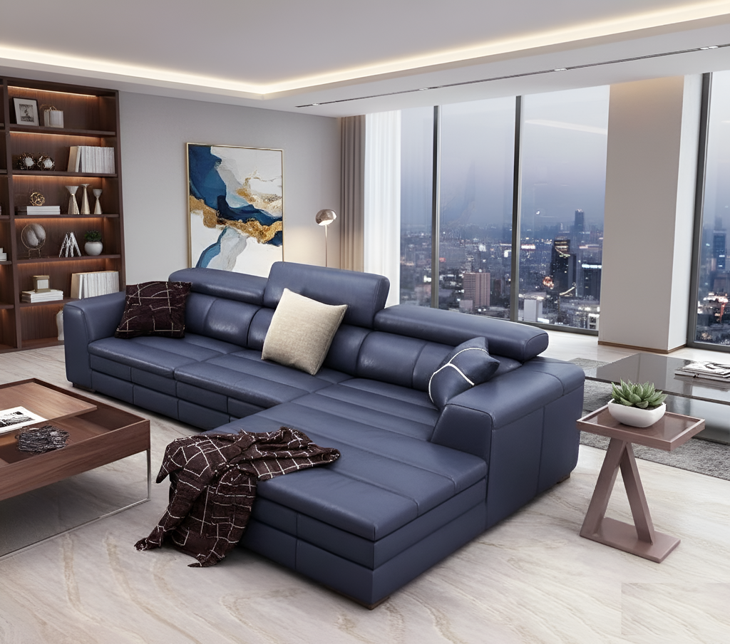 Fine Furnished Cozy Comfort Leather Sectional Sofa Set / Lixra