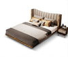 Stylish Gold Accent Modern LED Leather Bed