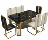 Italian Marble Rectangular Dining Table Set