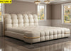 Tufted Designer Leather Bed with Metal Accents / Lixra
