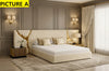 Modern Designer Fabric Bed with Gold Accents / Lixra