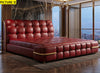 Tufted Designer Leather Bed with Metal Accents / Lixra