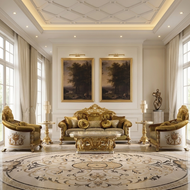 European Wooden Handcrafted Fabric Sofa Set / Lixra