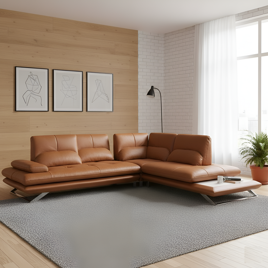 Luxurious Contemporary Style Cozy Leather Sectional Sofa Set / Lixra