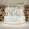 Minimalist Curved LED Reception Desk / Lixra