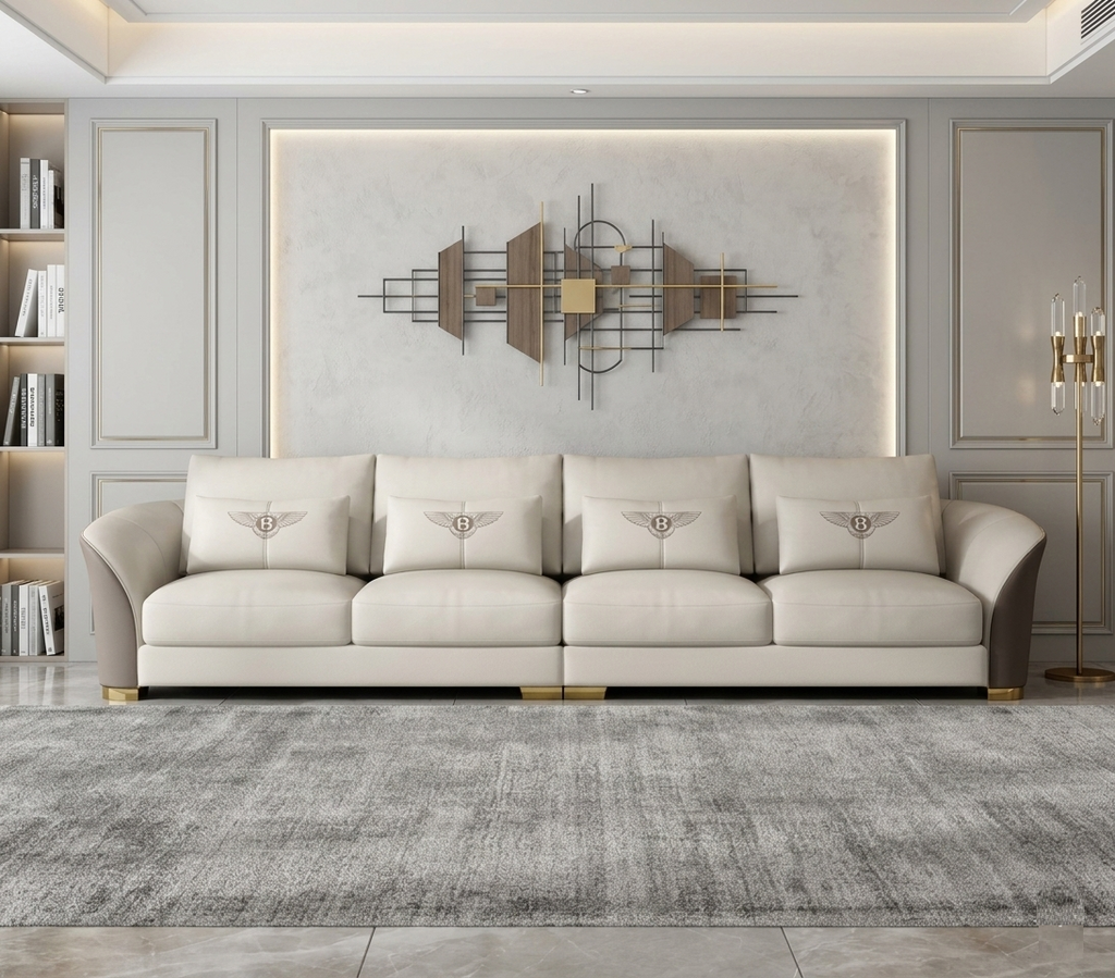 Modern Cozy 4-Seater Leather Sofa / Lixra
