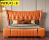 Contemporary Spacious Gold Plated Leather Bed / Lixra
