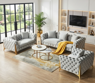 Luxurious Fabric Sofa-Set with Chesterfield Design / Lixra