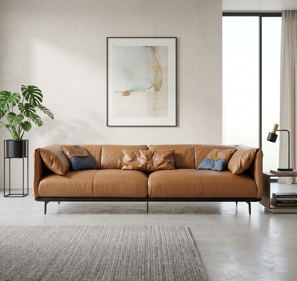 Luxurious 4-Seater Leather Sofa For Indoors / Lixra