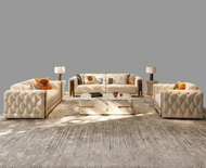 Modern Tufted Leather Sofas Set for Living Room / Lixra