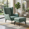 Modern Leather Wingback Accent Chair with Stool / Lixra
