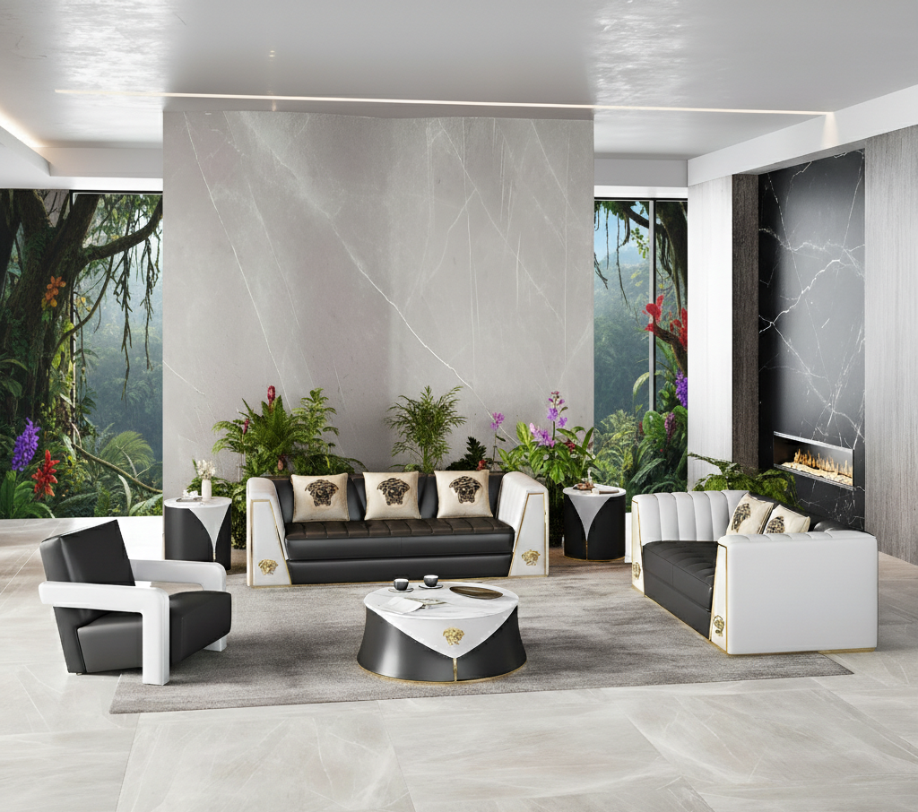 Leather Upholstered Sofa Set for Living Room / Lixra
