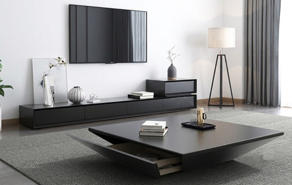 Modern Oak Wood Coffee Table And TV Stand Set / Lixra 
