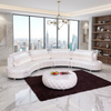 Half-Moon Shaped Modern Leather Circular Sofa with Coffee Table / Lixra