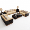 Wooden Polished Tufted Leather Sofa-Set / Lixra