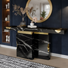 Marble-Top Accent Table with Metal Sheet / Lixra