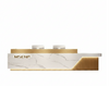 Marble Textured Rectangular Wooden Reception Desk / Lixra