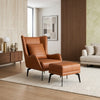Modern Leather Wingback Accent Chair with Stool / Lixra