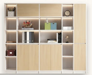 Modern Wooden LED Bookshelf With Doors / Lixra