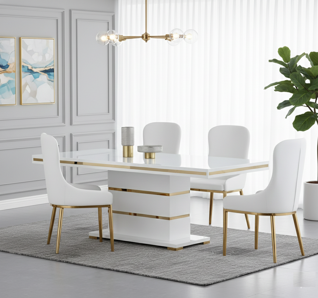 Modish Marble Palatial Dining Table Set / Lixra