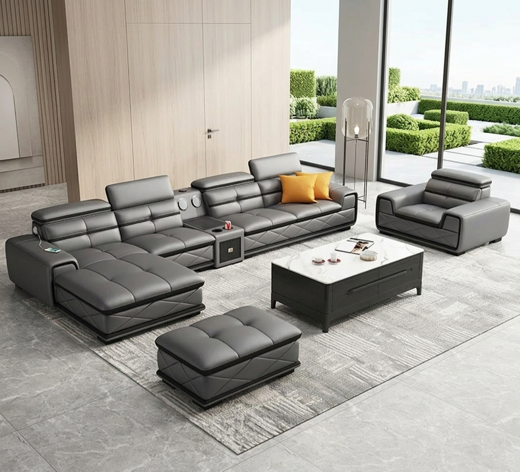 Modern Leather Sectional Sofa Set for Luxury Living